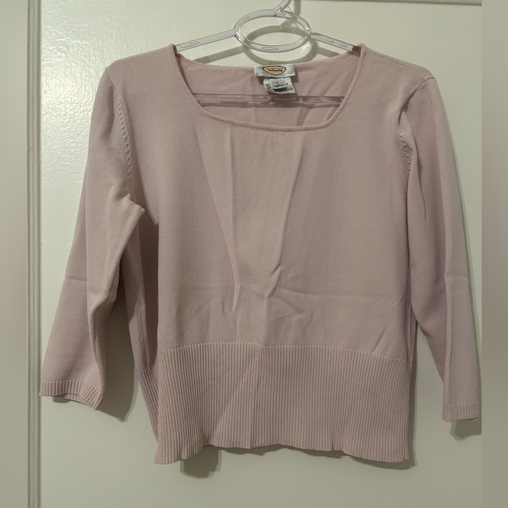Talbots Pink Boxy light sweater with 3/4 Sleeves